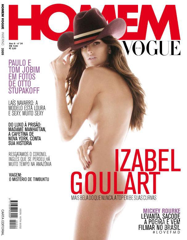 Izabel Goulart featured on the Vogue Homem Brazil cover from June 2009