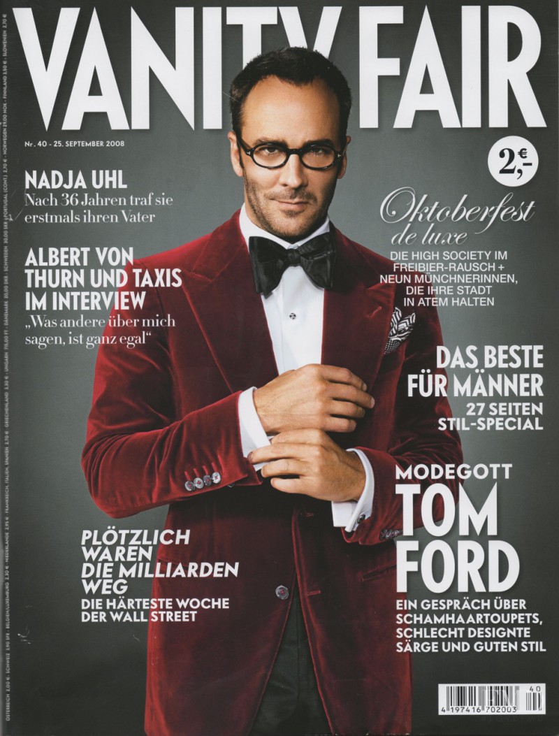 Tom Ford featured on the Vanity Fair Germany cover from September 2008