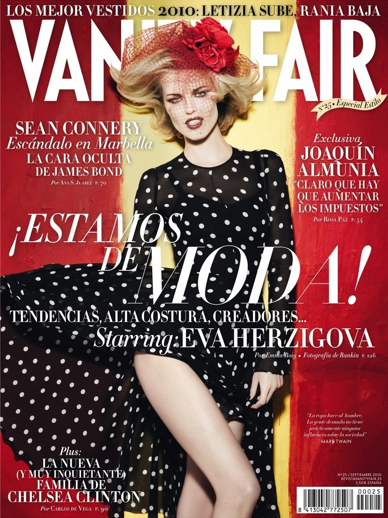 Eva Herzigova featured on the Vanity Fair Spain cover from September 2010