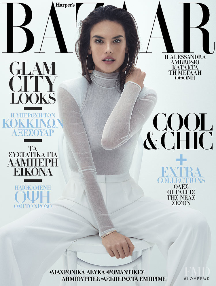 Alessandra Ambrosio featured on the Harper\'s Bazaar Greece cover from August 2017