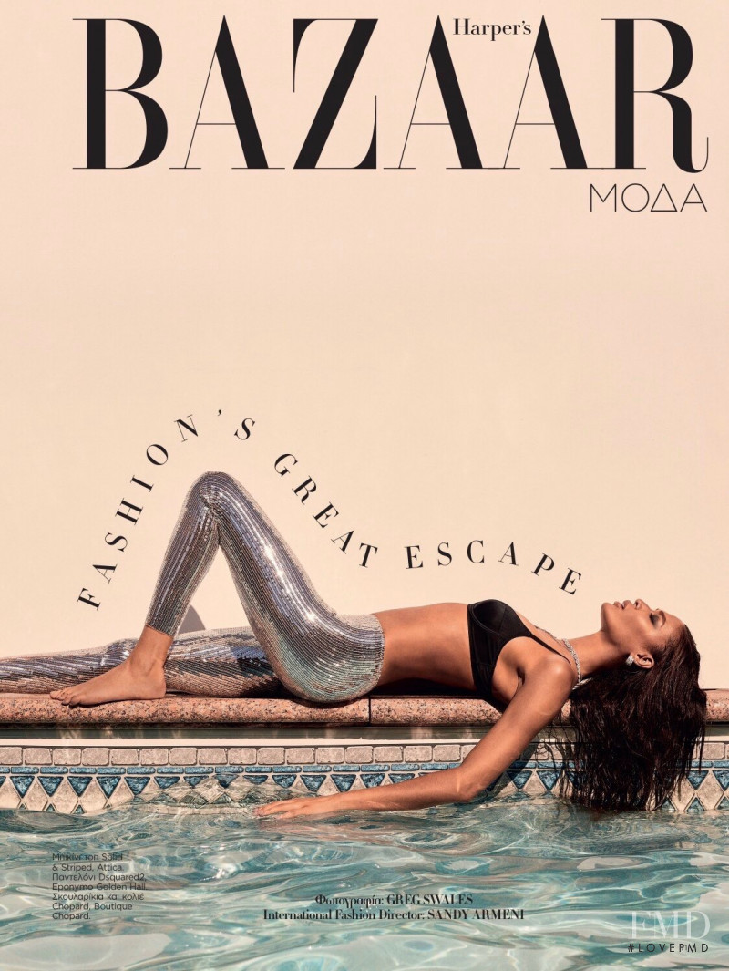 Joan Smalls featured on the Harper\'s Bazaar Greece cover from August 2018