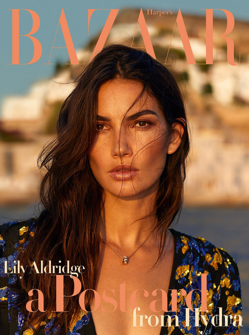 Lily Aldridge featured on the Harper\'s Bazaar Greece cover from October 2018