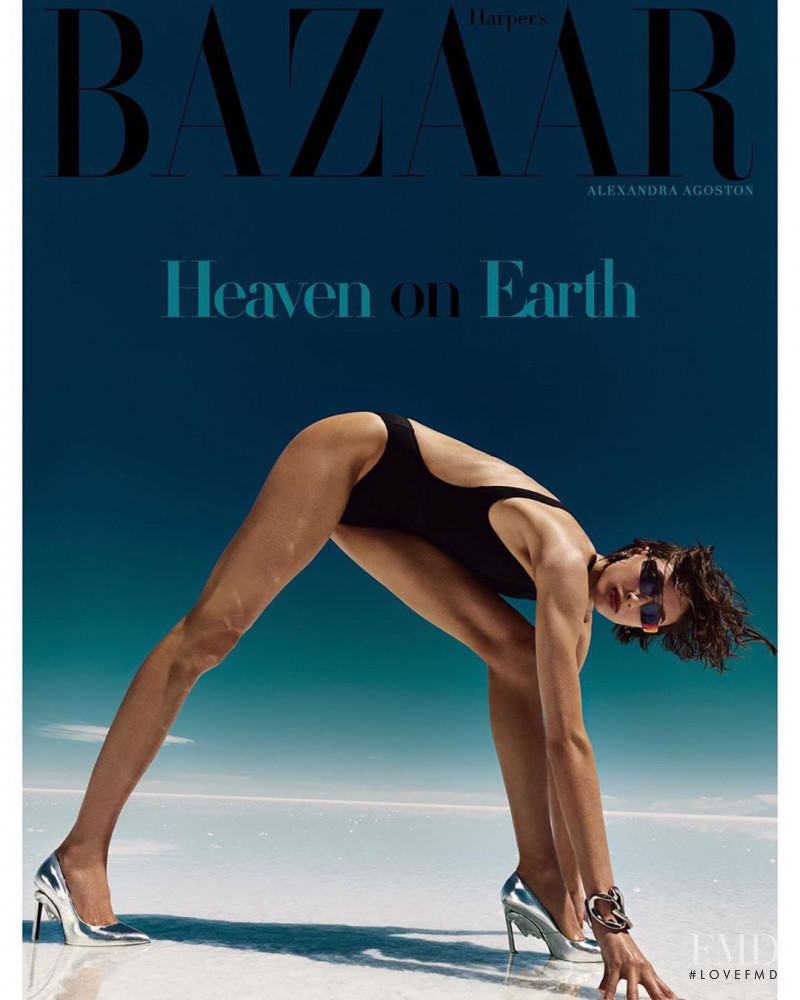 Alexandra Agoston-O\'Connor featured on the Harper\'s Bazaar Greece cover from June 2019