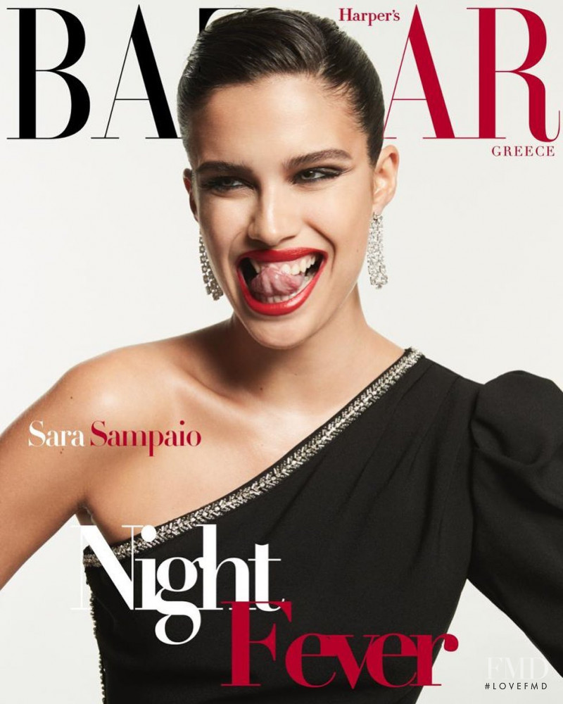 Sara Sampaio featured on the Harper\'s Bazaar Greece cover from October 2019