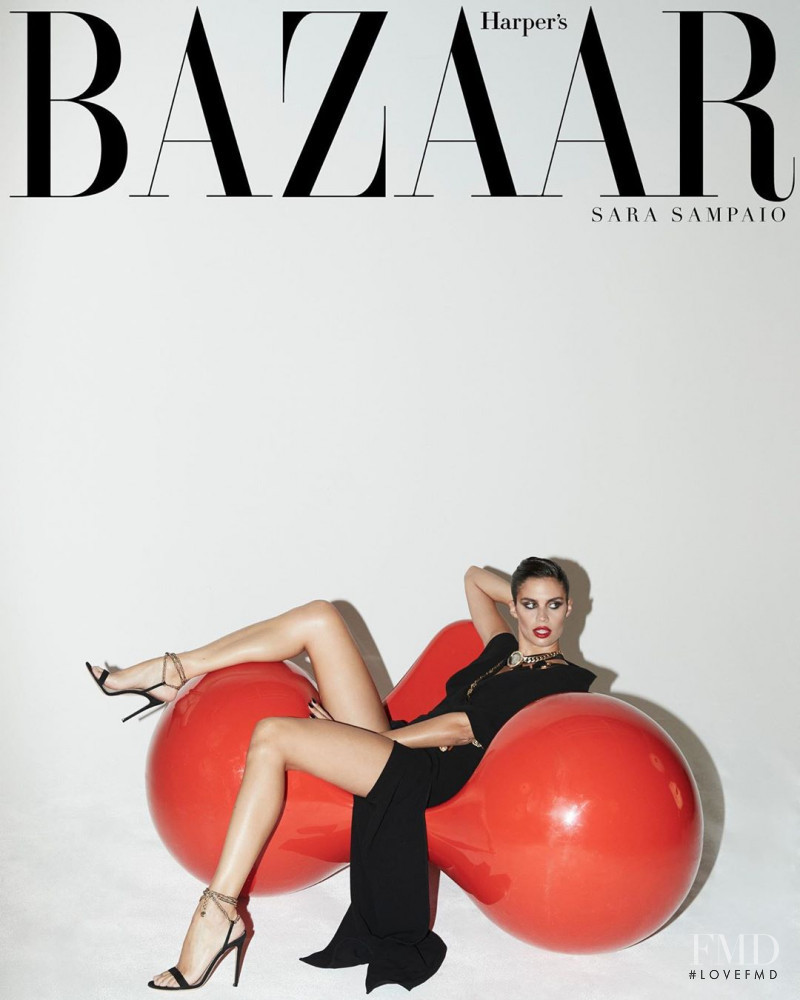 Sara Sampaio featured on the Harper\'s Bazaar Greece cover from October 2019
