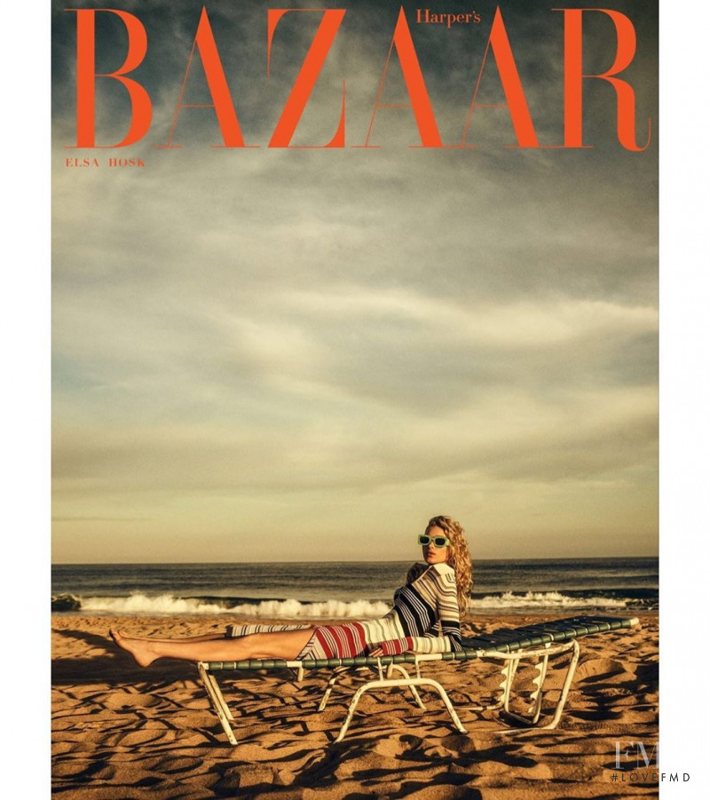 Elsa Hosk featured on the Harper\'s Bazaar Greece cover from August 2020
