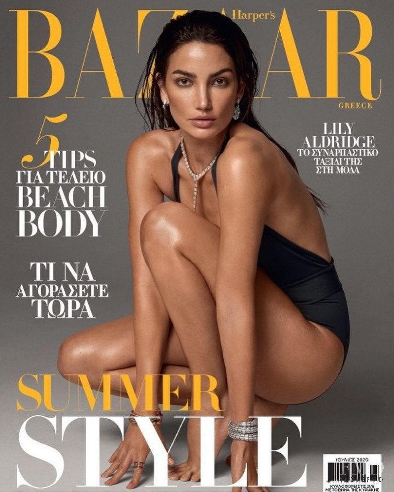 Lily Aldridge featured on the Harper\'s Bazaar Greece cover from July 2020
