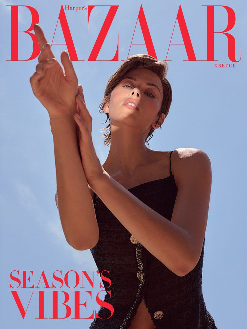 Georgia Fowler featured on the Harper\'s Bazaar Greece cover from July 2022