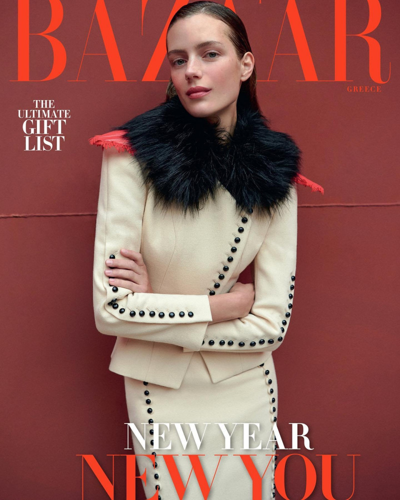 Esther Heesch featured on the Harper\'s Bazaar Greece cover from January 2023