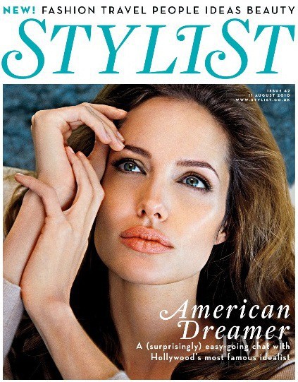 Angelina Jolie featured on the Stylist cover from August 2010
