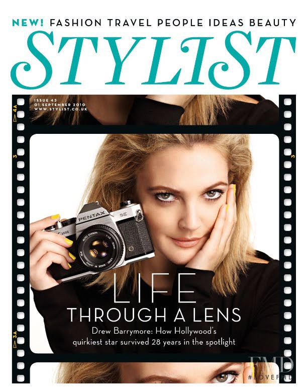Drew Barrymore featured on the Stylist cover from September 2010