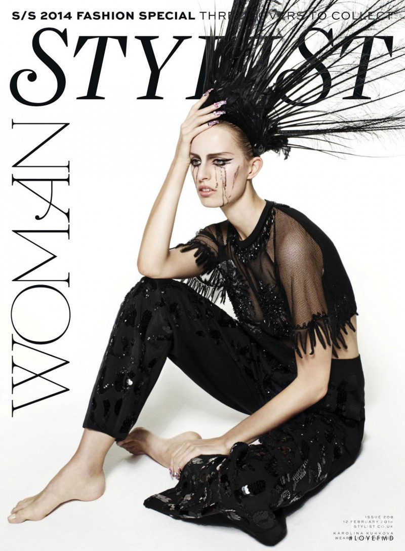 Karolina Kurkova featured on the Stylist cover from February 2014