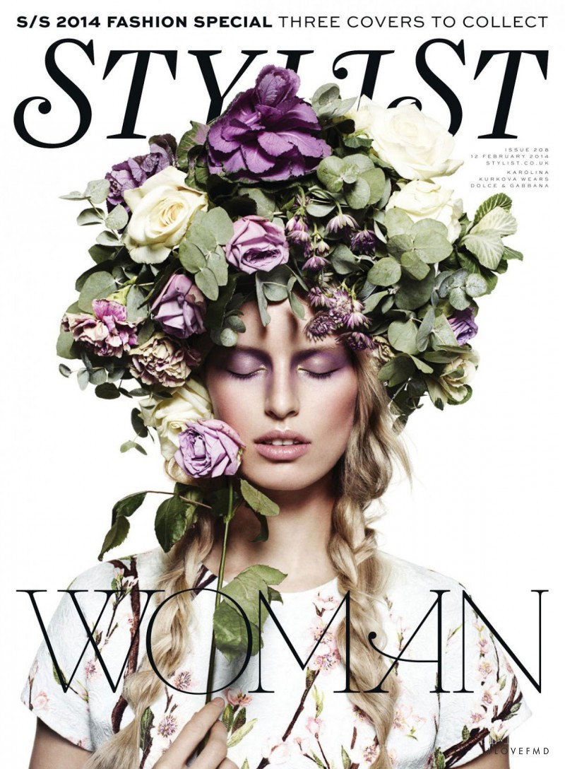 Karolina Kurkova featured on the Stylist cover from February 2014