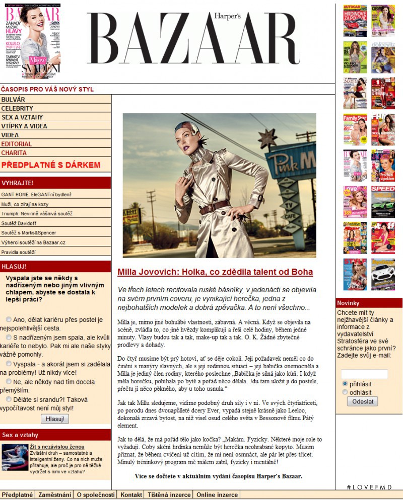  featured on the HarpersBazaar.cz screen from April 2010