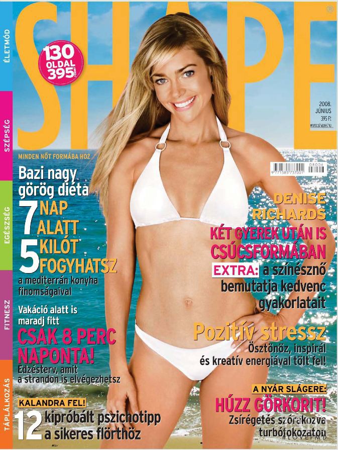 Denise Richards featured on the Shape Hungary cover from June 2008