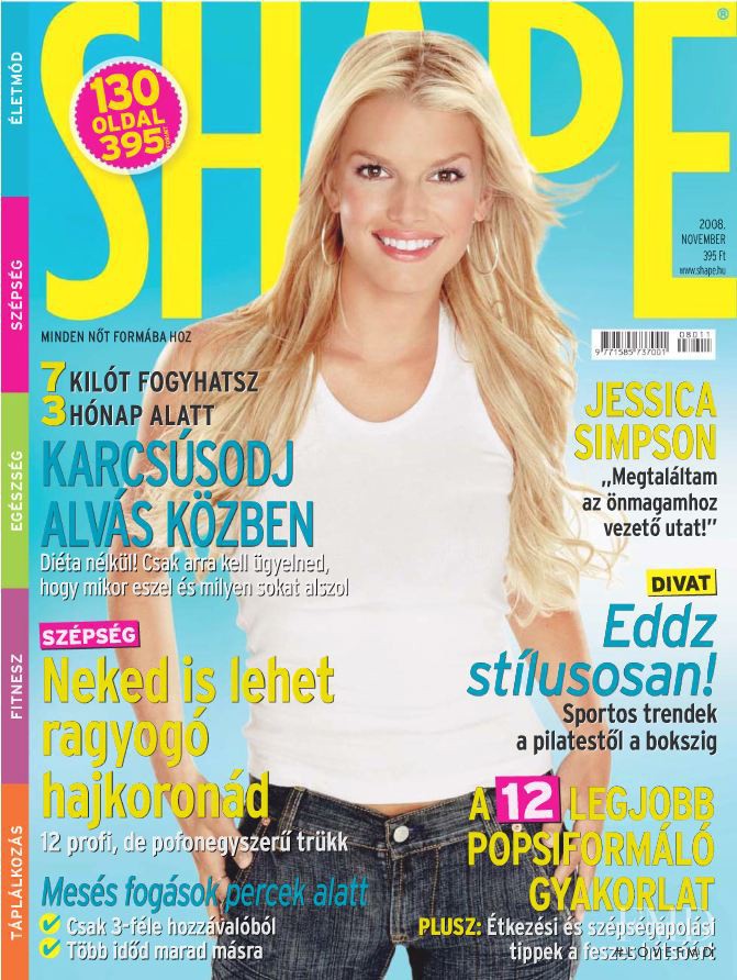 Jessica Simpson featured on the Shape Hungary cover from November 2008
