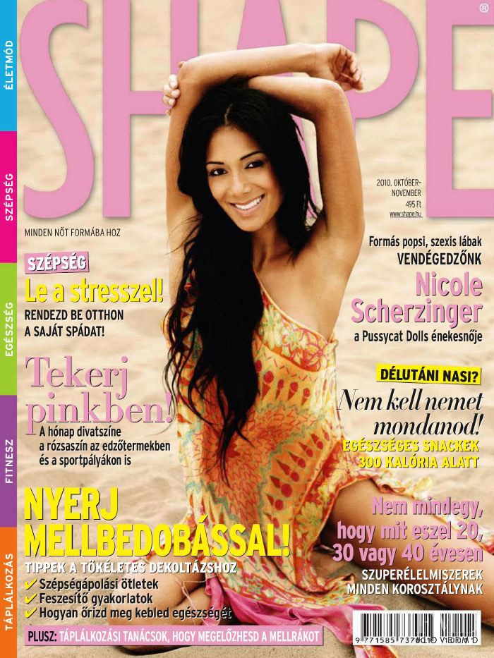 Nicole Scherzinger featured on the Shape Hungary cover from October 2010