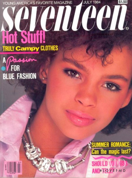 Kersti Bowser featured on the Seventeen USA cover from July 1984