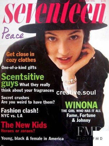 Winona Ryder featured on the Seventeen USA cover from December 1990