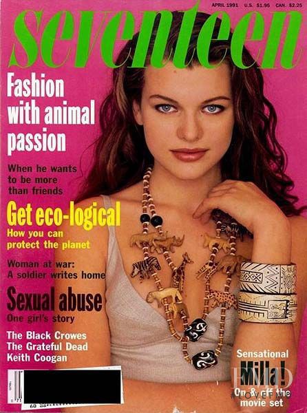Milla Jovovich featured on the Seventeen USA cover from April 1991