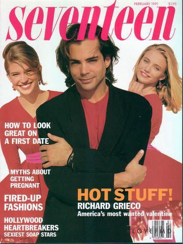Cameron Diaz featured on the Seventeen USA cover from February 1991
