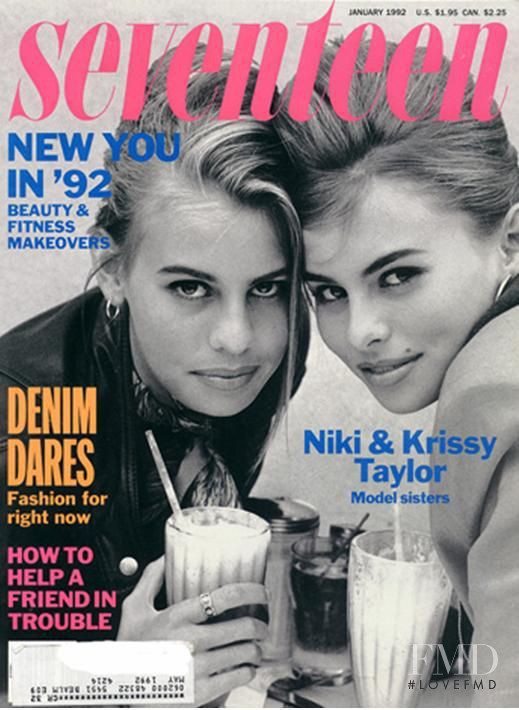 Niki & Krissy Taylor featured on the Seventeen USA cover from January 1992