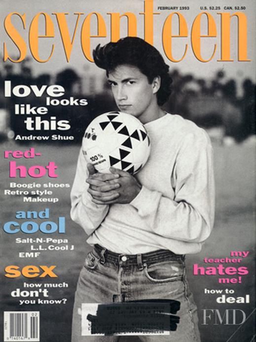Andrew Shue featured on the Seventeen USA cover from February 1993