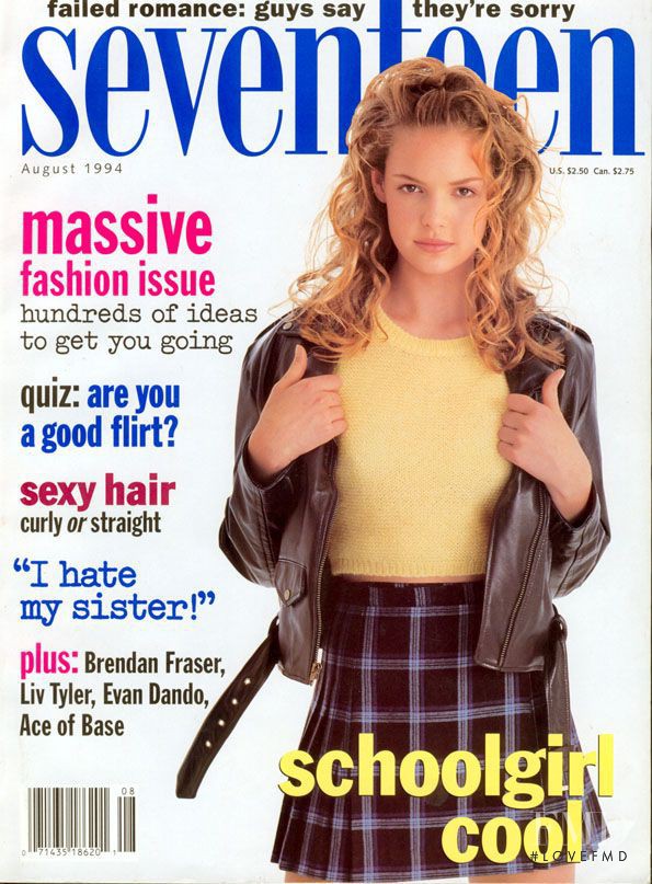 Katherine Heigl featured on the Seventeen USA cover from August 1994