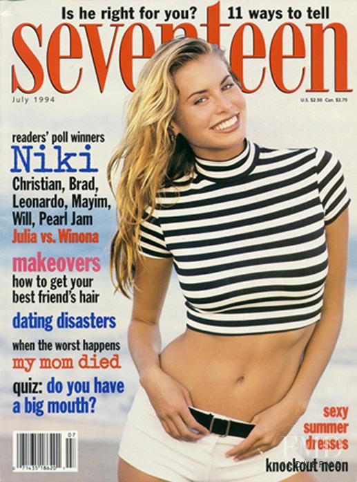 Niki Taylor featured on the Seventeen USA cover from July 1994