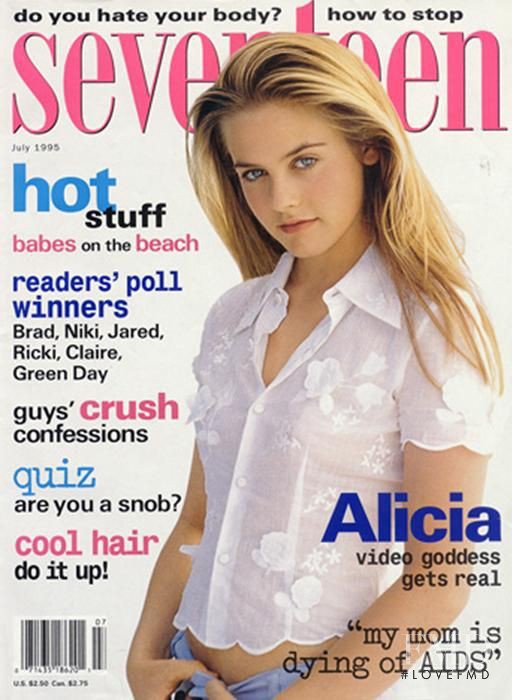 Alicia Silverstone featured on the Seventeen USA cover from July 1995