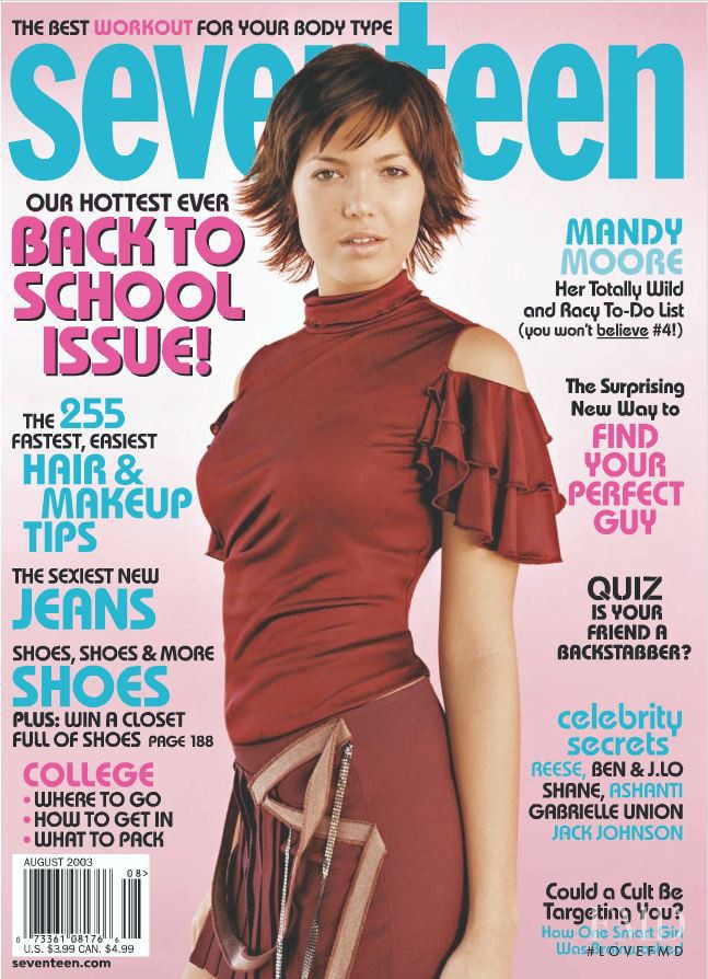 Mandy Moore featured on the Seventeen USA cover from August 2003
