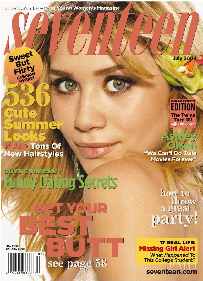 Ashley Olsen featured on the Seventeen USA cover from July 2004