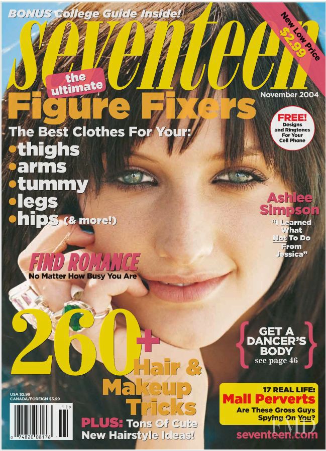 Ashlee Simpson featured on the Seventeen USA cover from November 2004