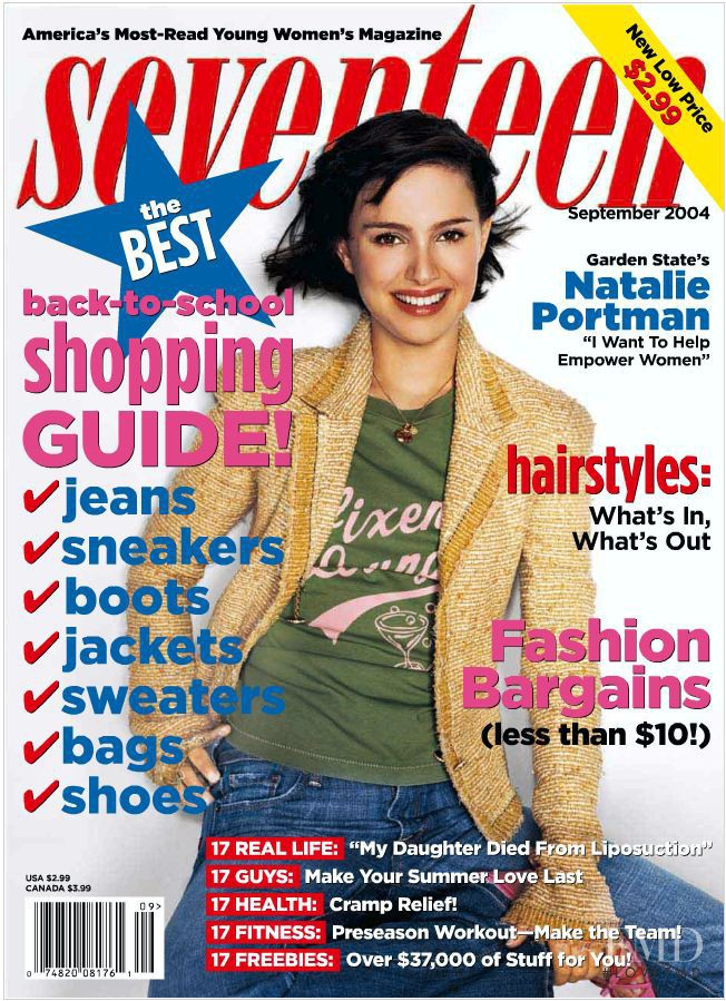 Natalie Portman featured on the Seventeen USA cover from September 2004