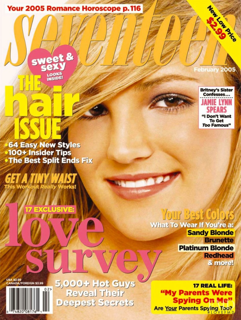 Jamie Lynn Spears featured on the Seventeen USA cover from February 2005