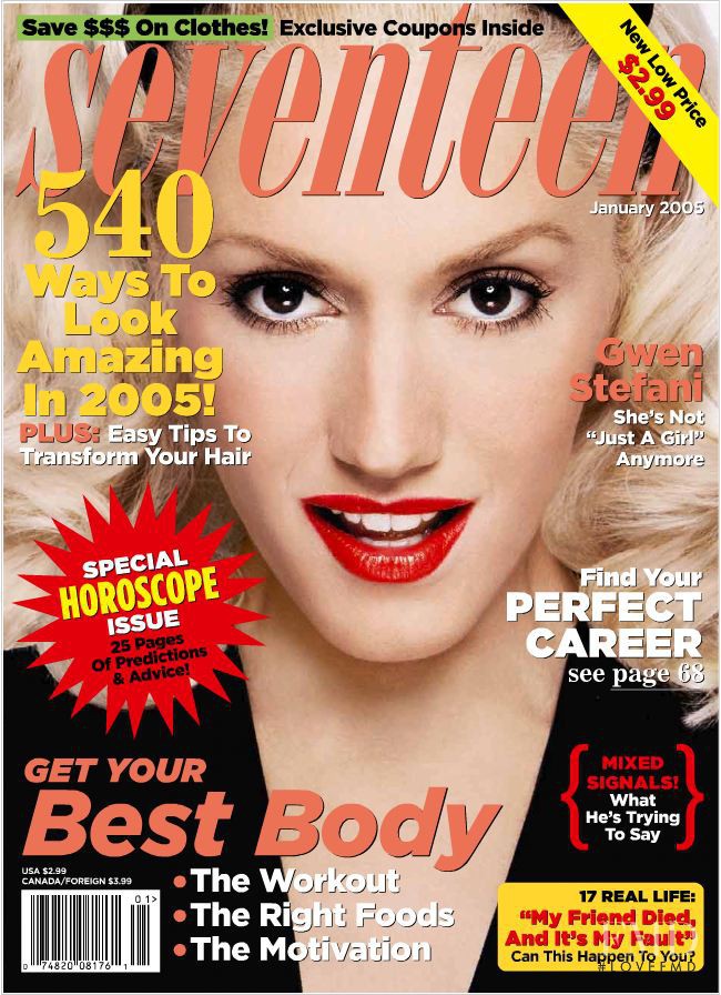 Gwen Stefani featured on the Seventeen USA cover from January 2005