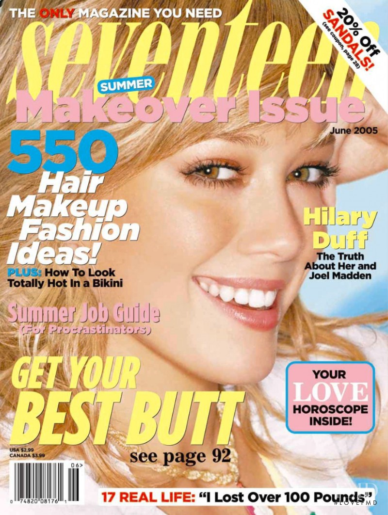 Hilary Duff featured on the Seventeen USA cover from June 2005