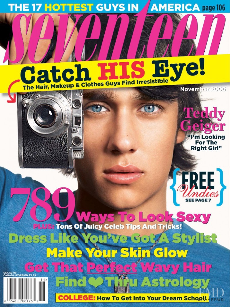 Teddy Geiger featured on the Seventeen USA cover from November 2006