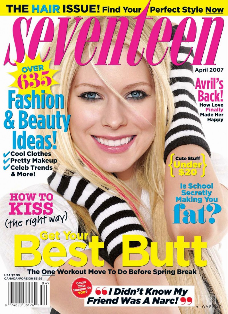 Avril Lavin featured on the Seventeen USA cover from April 2007