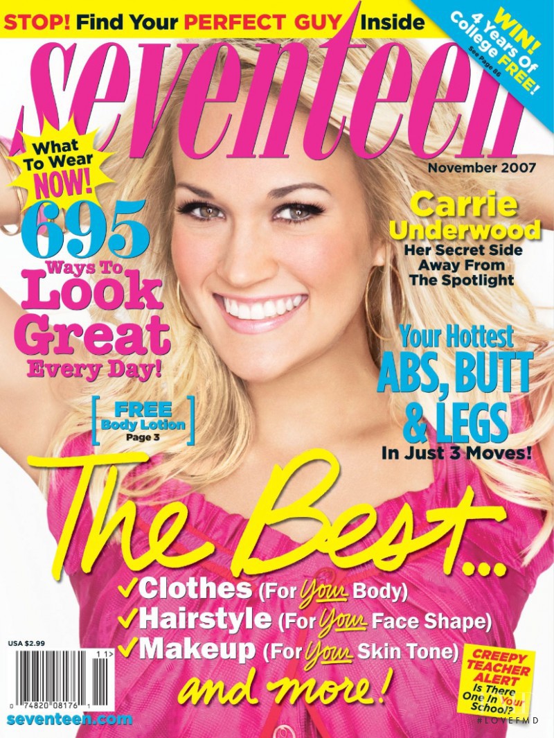 Carrie Underwood featured on the Seventeen USA cover from November 2007