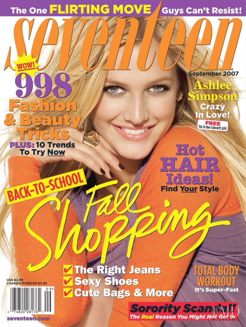 Ashlee Simpson featured on the Seventeen USA cover from September 2007