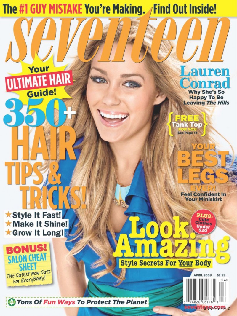 Lauren Conrad featured on the Seventeen USA cover from April 2009