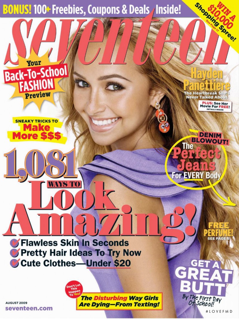 Hayden Panettiere featured on the Seventeen USA cover from August 2009