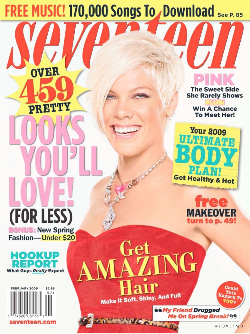 Pink featured on the Seventeen USA cover from February 2009