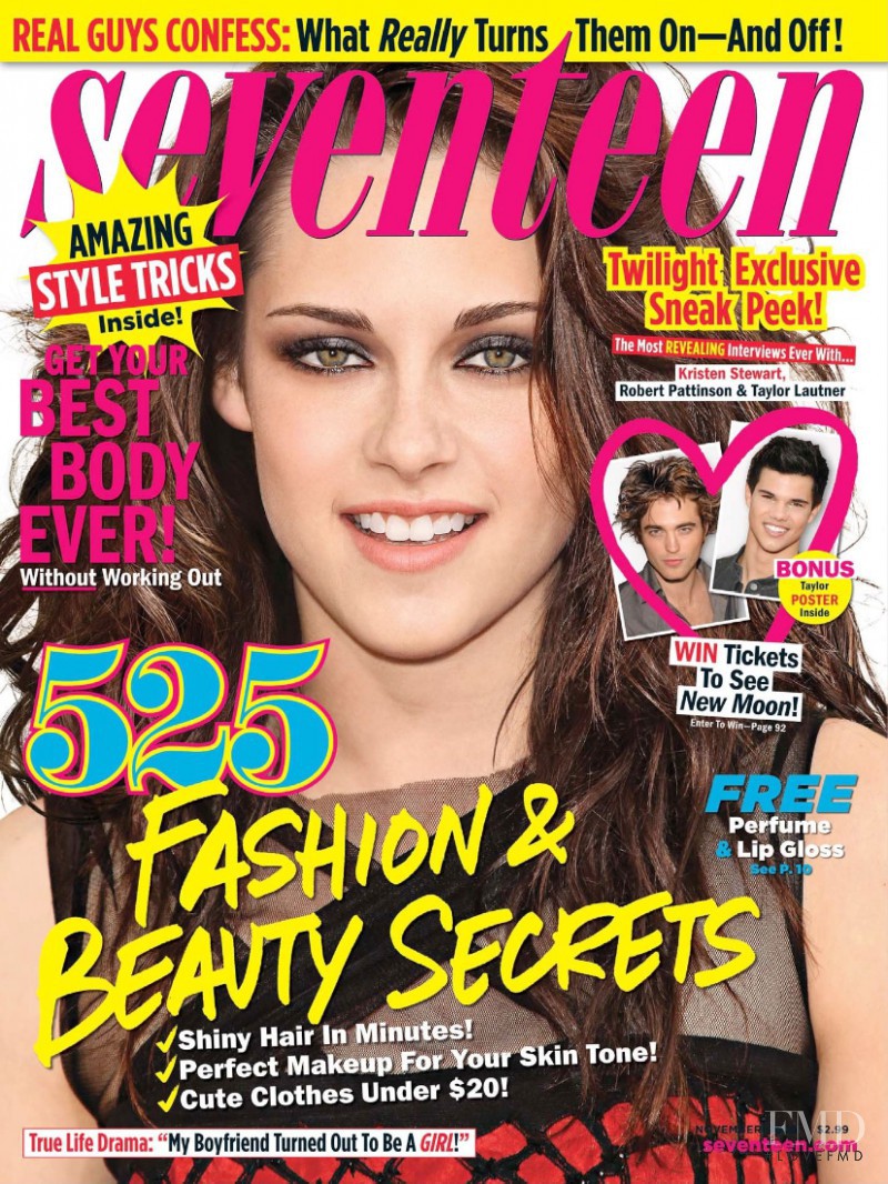 Kristen Stewart featured on the Seventeen USA cover from November 2009