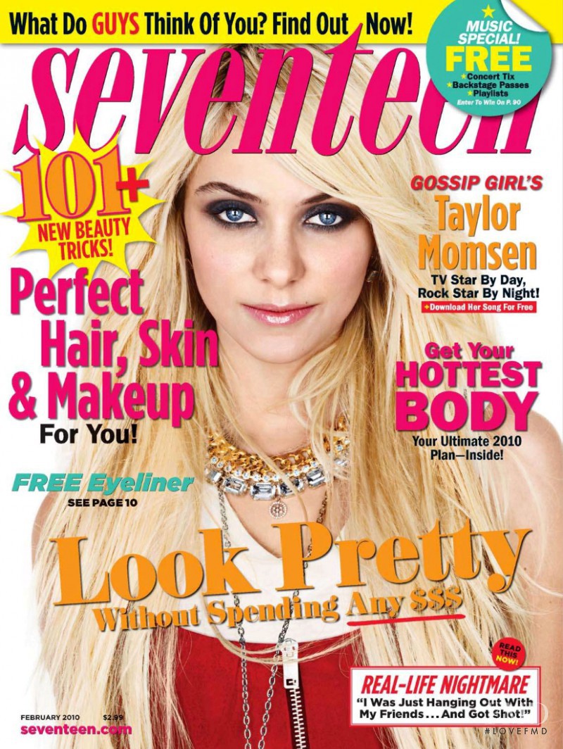 Taylor Momsen featured on the Seventeen USA cover from February 2010