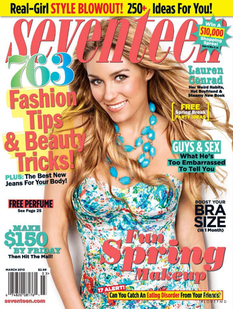 Lauren Conrad featured on the Seventeen USA cover from March 2010