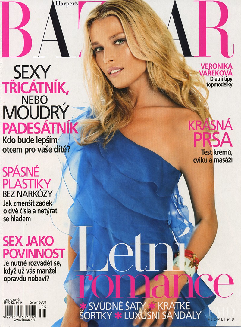 Veronica Varekova featured on the Harper\'s Bazaar Czech cover from June 2008
