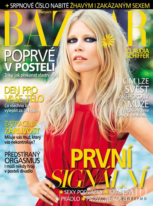 Claudia Schiffer featured on the Harper\'s Bazaar Czech cover from July 2011