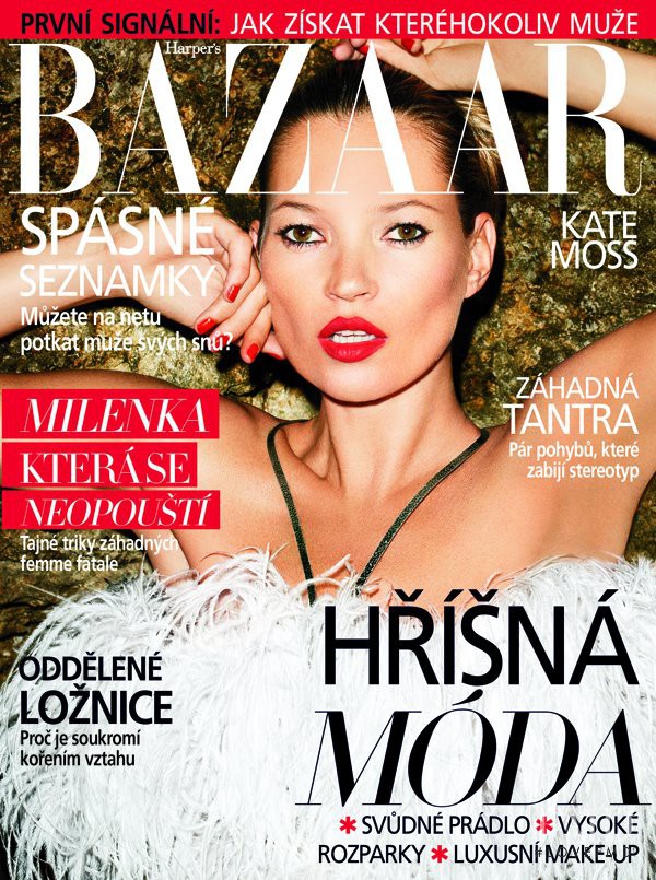 Kate Moss featured on the Harper\'s Bazaar Czech cover from August 2012